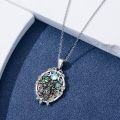 wholesale 925 Sterling Silver Abalone Shell Triple Moon Goddess Pendant Necklace for Women Gothic Witchcraft Jewelry 36 Chain Length-0-4