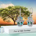 wholesale 925 Sterling Silver Metal Hamsa Tree Of Life Abalone Shell Evil Eye Dangle Earrings-0-5