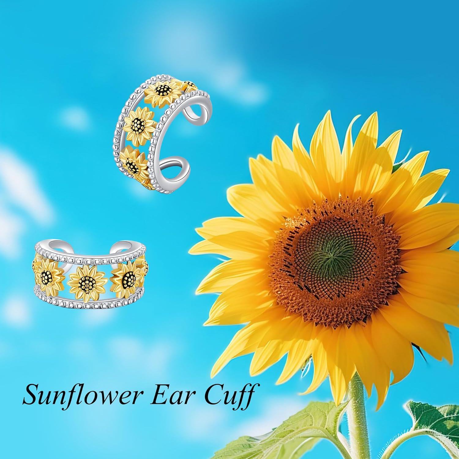 925 Sterling Silver Sunflower Filigree Open Hoop Earrings for Women and Men-0-3