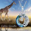 wholesale 925 Sterling Silver Blue Crystal Celtic Knot Giraffe Pendant Necklace-0-1