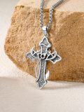 wholesale 925 Sterling Silver &  Celtic Crucifix Anchor Fish Hook Cross Pendant Necklace for Men Women-0-2