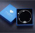 wholesale 925 Sterling Silver Flower Vine Lotus Star Moon Charm Anklet with Blue Stone and White Crystal for Women-0-5