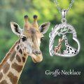 wholesale 925 Sterling Silver Giraffe Heart Pendant Necklace - Mommy and Baby Animal s for Women Lovers Mothers Day Presents-0-4