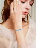 TOUPOP Sterling Silver Blue Fire Opal Celtic Infinity Cuff Bangle Bracelet-0-2