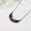 wholesale 925 Sterling Silver Black Winged Heart Pendant Necklace for Women Fashion s-0-3