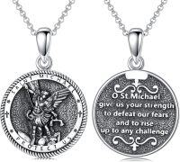 wholesale 925 Sterling Silver Saint Michael Religious Medal Pendant Necklace for Women and Men-Saint Michael_05