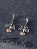 wholesale 925 Sterling Silver Witch's Heart Black Rose Pumpkin Bat Spider Skeleton Halloween Drop Earrings for Women Gifts-0-1