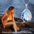 wholesale 925 Sterling Silver Blue Opal Mermaid Pendant Necklace for Women Ocean Wave Starfish  48 Chain Length-0-5