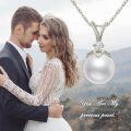 wholesale 14K Gold Freshwater Pearl 9mm Heart Pendant Necklace with Cubic Zirconia Accent - White Gold Tone Chain (18)-0-8