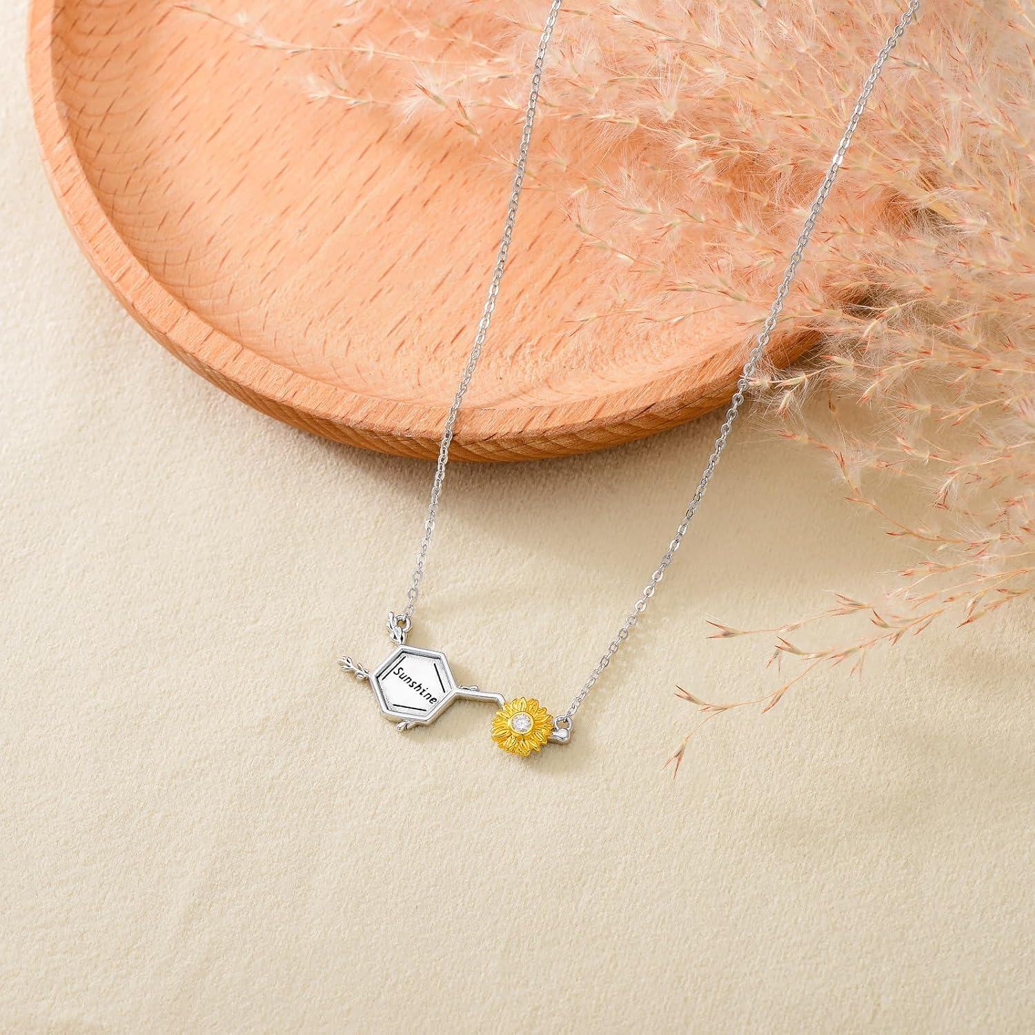 Sterling Silver Flower Necklace (Sunflower Lily Daffodil Lotus Daisy Rose Hibiscus Lavender Scottish Thistle Forget Me Not) Flower of Life Jewelry Gifts for Women-0-2