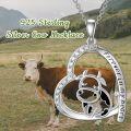 wholesale 925 Sterling Silver Cow Heart Pendant Necklace with Cubic Zirconia and Enamel Mother's Day Gifts for Women Girls-0-1