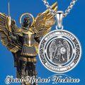 wholesale 925 Sterling Silver Saint Michael Guardian Angel Protect Us Charm Necklace -0-1