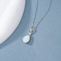 wholesale 925 Sterling Silver White Opal & Lab Grown Diamond Teardrop Pendant Necklace, Elegant Gift for Women-0-2
