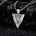 wholesale 925 Sterling Silver Turquoise and Gold Anubis Head Triangle Pendant Necklace - Ancient Egypt Jewelry-0-2