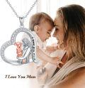 wholesale TOUPOP Mothers Day Gifts For Mom Sterling Silver Always My Mother Forever My Friend Heart Pendant Necklace Mother Christmas Jewelry Gifts For Women Mom Mother (a-mom And Child) -0-1