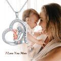 TOUPOP Sterling Silver Heart Pendant Necklace For Mother-0-1