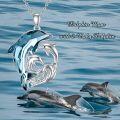 wholesale TOUPOP Christmas Gifts Dolphin Gifts For Women Dolphins Necklace Sterling Silver Crystal Mom And Daughter/son Necklaces Birthday Christmas Gift -0-1