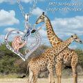 wholesale 925 Sterling Silver Heart Pendant with Giraffe and Girl Keepsake Necklace for Women-0-1