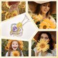 wholesale 925 Sterling Silver Sunflower Birthstone Necklace Heart Pendant Sunshine Jewelry Gift for Women-0-5