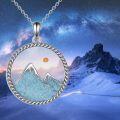 wholesale 925 Sterling Silver Mountain Turquoise Stone Round Pendant Necklaces for Women-0-5