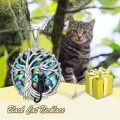wholesale TOUPOP Cat Gifts For Cat Lovers Sterling Silver Cute Cats Tree Of Life Pendant Necklace With Blue Circle Crystal Birthday Christmas Jewelry Gifts For Women -0-2