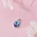 TOUPOP Sterling Silver Purple Crystal Crown Pendant Necklace-0-4