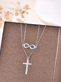 wholesale 925 Sterling Silver Infinity & Cross Layered Pendant Necklace for Women - Religious s-0-1