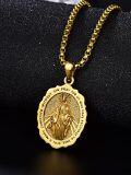 wholesale 925 Sterling Silver & 24K Gold Plated Virgin Mary Medal Pendant Necklace for Men and Women-0-4