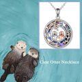 wholesale 925 Sterling Silver Crystal Otter Pendant Necklace for Women Mom Sister Gifts-0-3