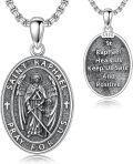 wholesale 925 Sterling Silver Saint Raphael Angel Oval Cross Pendant Necklace -0-0