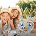 wholesale 925 Sterling Silver Best Friend Matching Necklaces - Heart-Shaped Blue Enamel Butterflies and Elephants Pendants for Women Girls  Sets-0-1