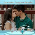 wholesale 925 Sterling Silver Turquoise Sun & Moon Charm Ankle Bracelet for Women Girls-0-2