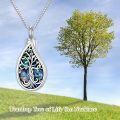 wholesale TOUPOP Teardrop Tree Of Life Urn Necklace For Ashes 925 Sterling Silver Gemstone Tree Of Life Cremation Jewelry With Funnel Filler Memorial Jewelry Gifts For Women Men -0-4
