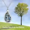 TOUPOP Sterling Silver Gemstone Teardrop Tree Of Life Urn Necklace-0-4