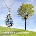 TOUPOP Sterling Silver Gemstone Teardrop Tree Of Life Urn Necklace-0-4