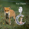 wholesale 925 Sterling Silver Fox Moon Charm Beads - Nickel-Free, Lead-Free, Cadmium-Free, Hypoallergenic - Celtic Moon & Stars Design - 0.6 Inch-0-4