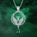 wholesale 925 Sterling Silver Emerald Phoenix Necklace - Symbol of Rebirth & Hope, 0.9 Pendant, 18+2 Chain, Gift for Women-0-3