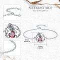 wholesale  Sterling Silver Birthstone Raven Heart Link Bracelet for Women Mother s Day Gift ( chars)-0-2