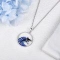 wholesale 925 Sterling Silver Orca Whale Ocean Wave Pendant Necklace  for Women Girls-0-4