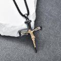wholesale 925 Sterling Silver Plated Black  Gold Jesus Christ on the Cross Necklace for Men Women Religious s-0-2