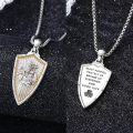wholesale 925 Sterling Silver Metal Shield St Patrick's Day Protection Good Luck Charm Pendant Necklace s for Men Women Boys Girls-0-1