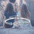 wholesale 925 Sterling Silver Adjustable Infinity Heart Bracelet with Blue Crystal and Engraved Message for Women-0-5