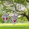 wholesale 925 Sterling Silver Birthstone Tree of Life Leverback Earrings for Women Teens-0-5