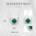 wholesale 925 Sterling Silver Green Clover Good Luck Horse Shoe Pendant Necklace for Women-0-4
