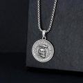 wholesale 925 Sterling Silver Round Pendant with Raven and Hourglass Design - Memento Mori Necklace for Men Women Gifts-0-1