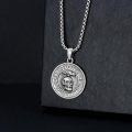 wholesale 925 Sterling Silver Round Pendant with Raven and Hourglass Design - Memento Mori Necklace for Men Women Gifts-0-1