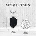 wholesale  & 925 Sterling Silver Shield Pendant with Black Obsidian Stone for Men - 24 Chain-0-2