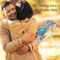 wholesale 925 Sterling Silver Turquoise Leaf Design Adjustable Band Ring Boho Style Statement  for Her Him-0-4
