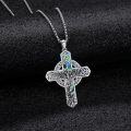 wholesale 925 Sterling Silver Angel Winged Cross Pendant with Abalone Shell Inlay - Celtic Christian Jewelry for Women and Men -0-3