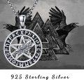 wholesale 925 Sterling Silver Norse Raven Pentagram Runes Pendant Necklace Viking  for Men Women-0-2